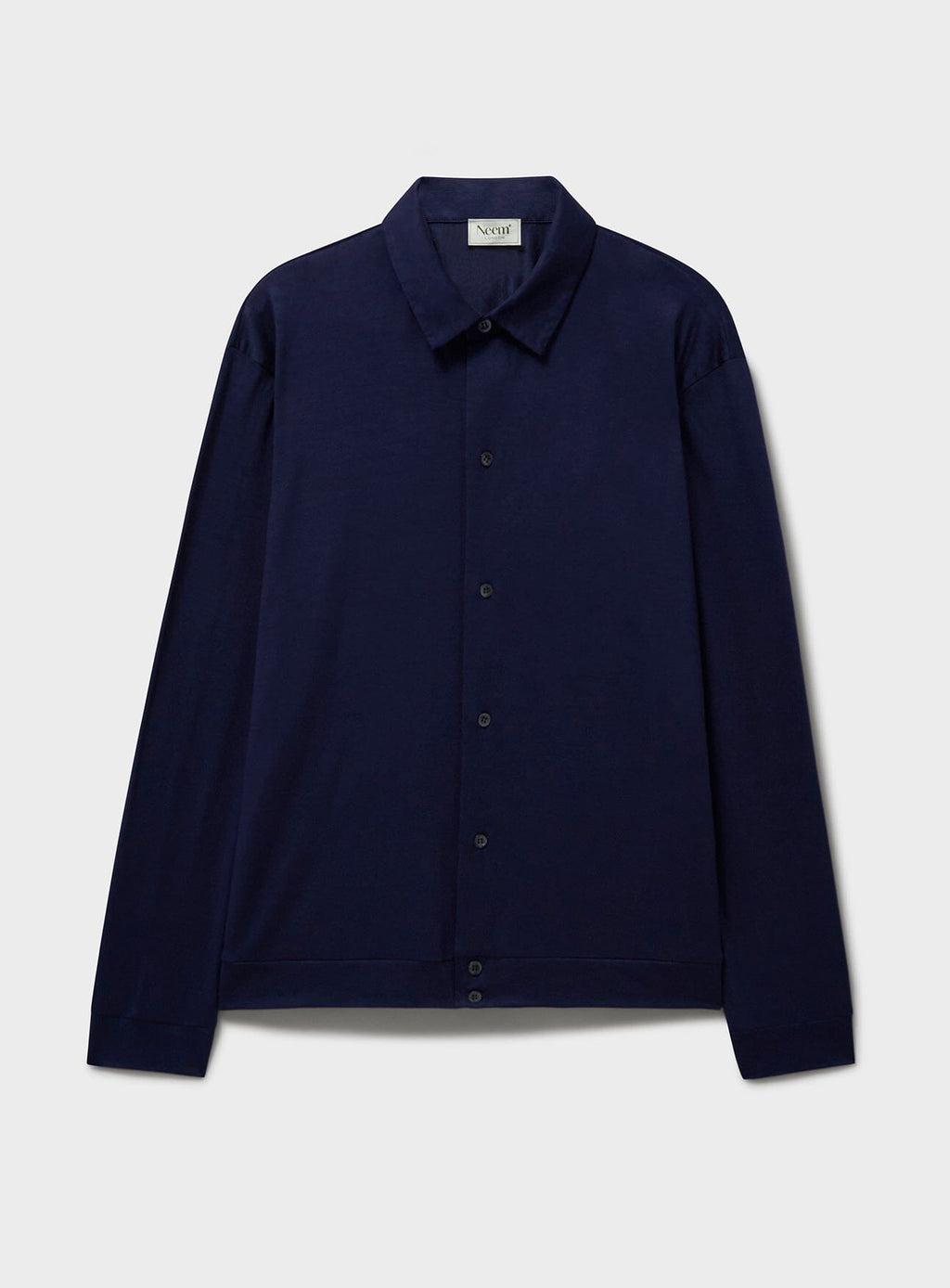 Surchemise en jersey de laine mérinos bleu acier