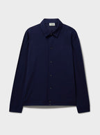 Surchemise en jersey de laine mérinos bleu acier