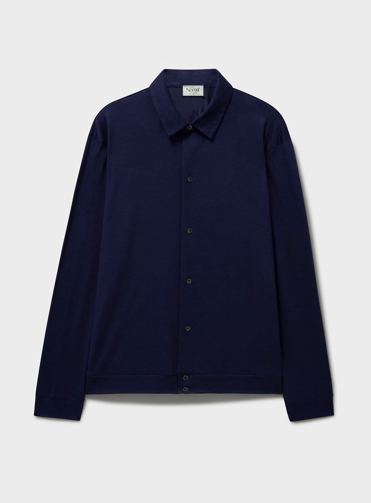 Surchemise en jersey de laine mérinos bleu acier