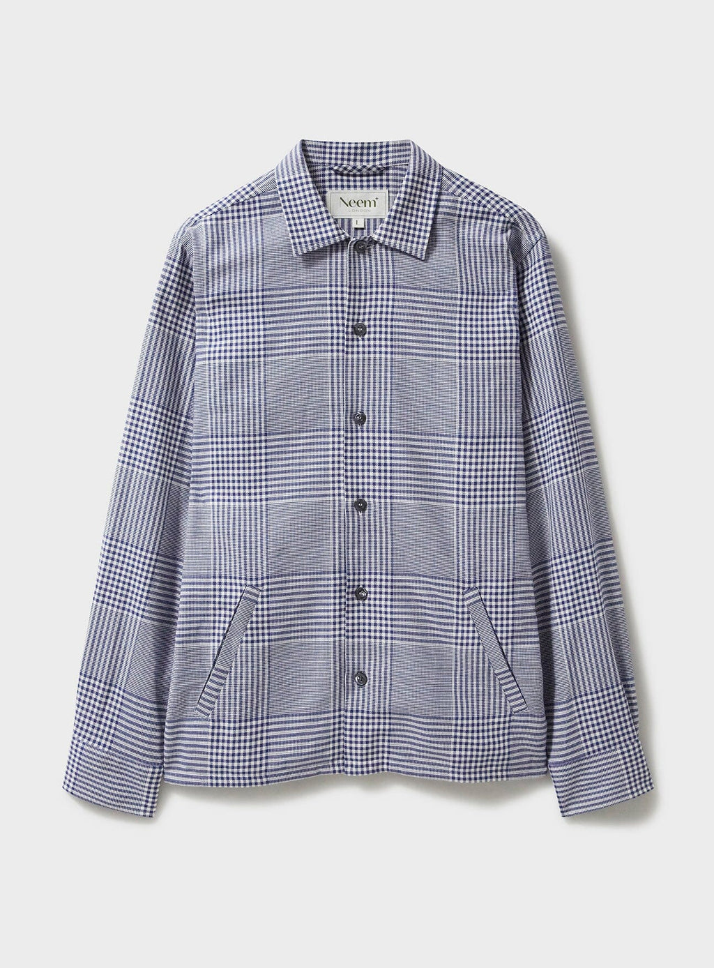 Surchemise Prince de Galles bleu marine 100 % coton recyclé