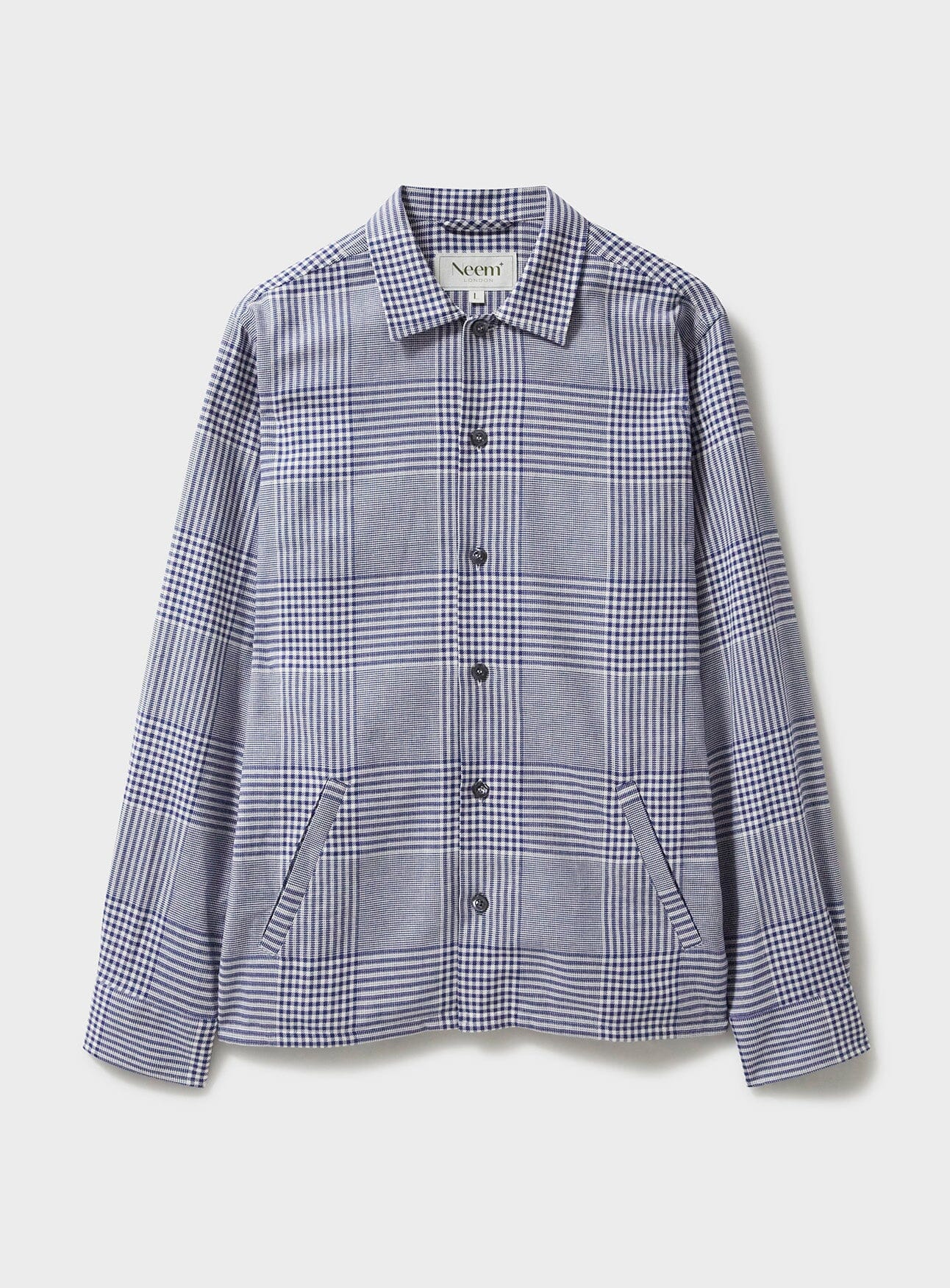 Surchemise Prince de Galles bleu marine 100 % coton recyclé