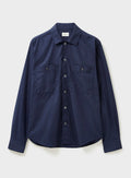 Chemise en coton régénératif double poche bleu marine