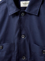 Chemise en coton régénératif double poche bleu marine