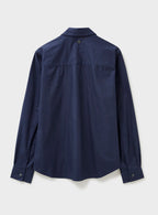 Chemise en coton régénératif double poche bleu marine