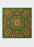 Foulard à motif vert et imprimé moutarde en Tencel italien
