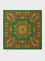 Foulard à motif vert et imprimé moutarde en Tencel italien