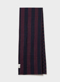 Écharpe classique en laine double face recyclée bordeaux à pois marine