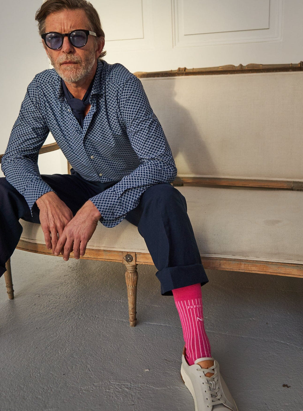 Chaussettes pour homme en coton côtelé recyclé rose vif