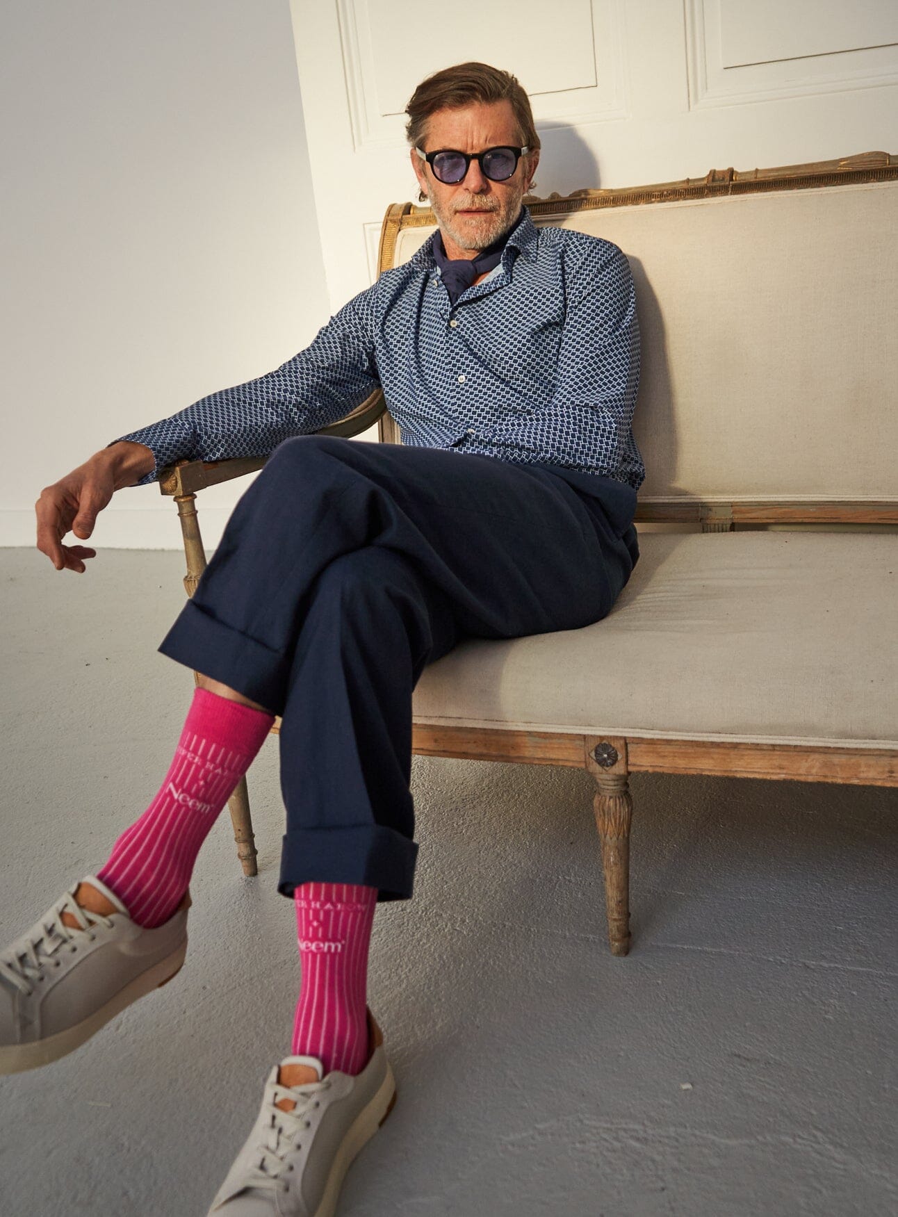 Chaussettes pour homme en coton côtelé recyclé rose vif