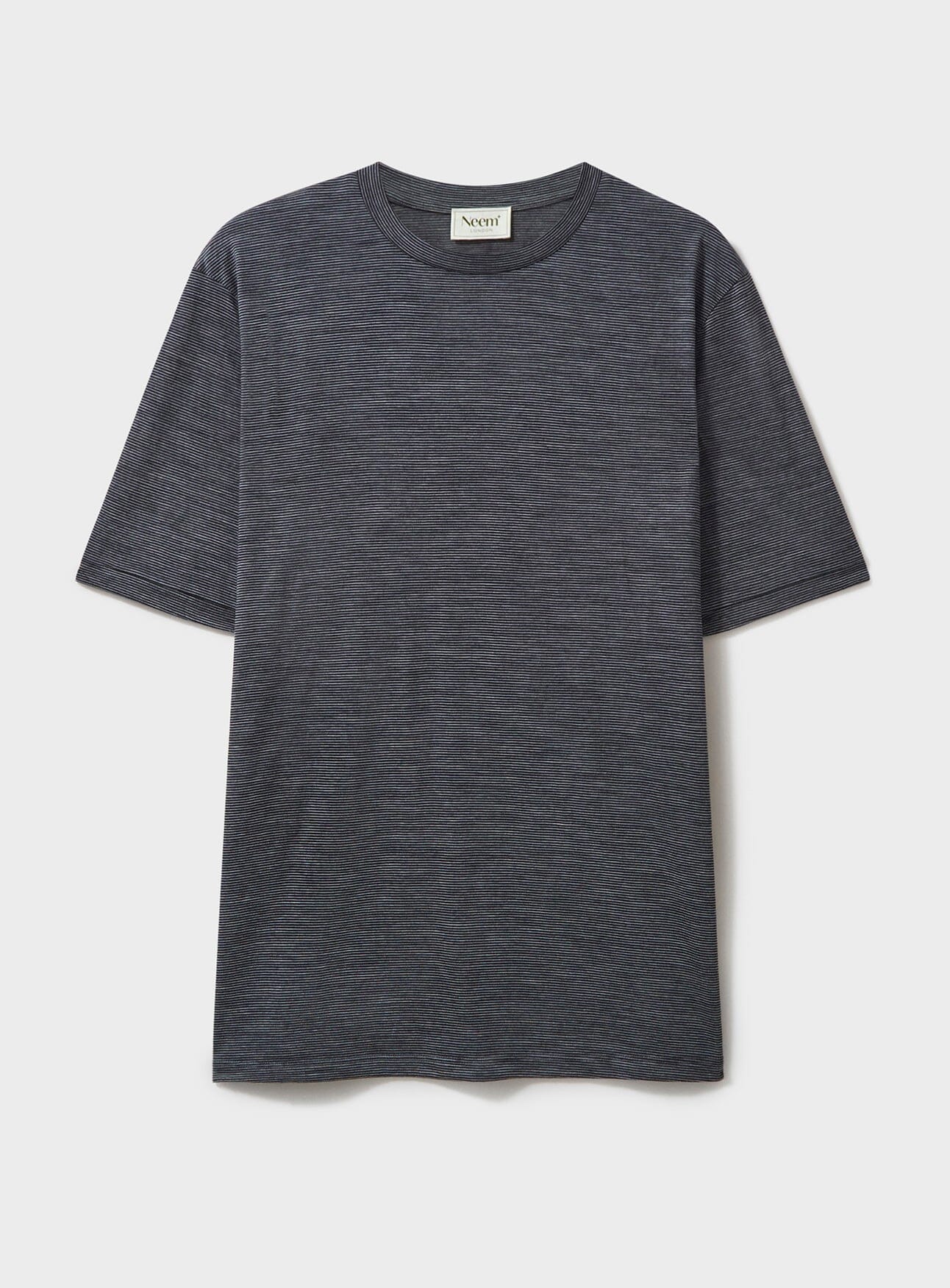 T-shirt en jersey de laine mérinos à rayures anthracite