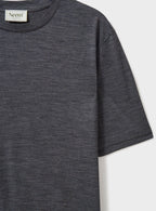 T-shirt en jersey de laine mérinos à rayures anthracite
