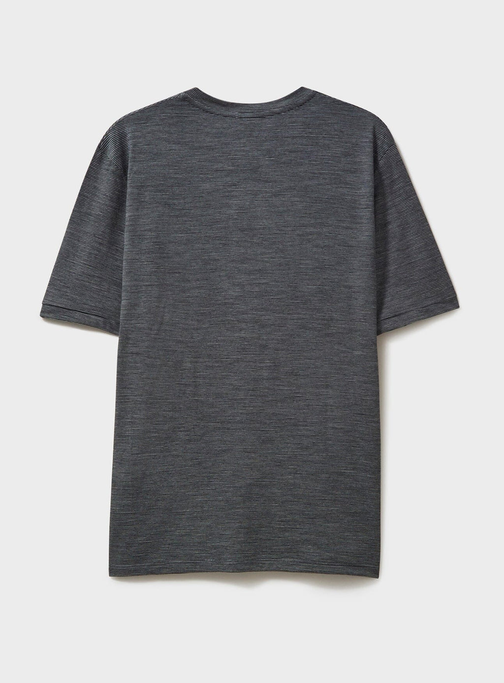 T-shirt en jersey de laine mérinos à rayures anthracite