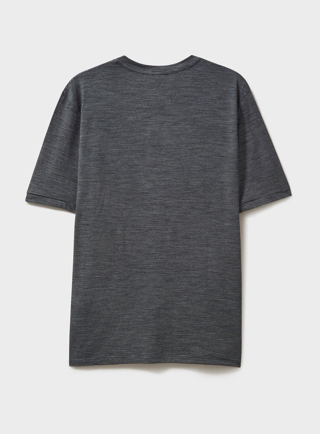 T-shirt en jersey de laine mérinos à rayures anthracite