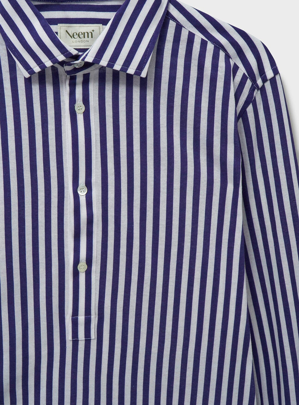 Chemise popover à rayures Navy City et col officier