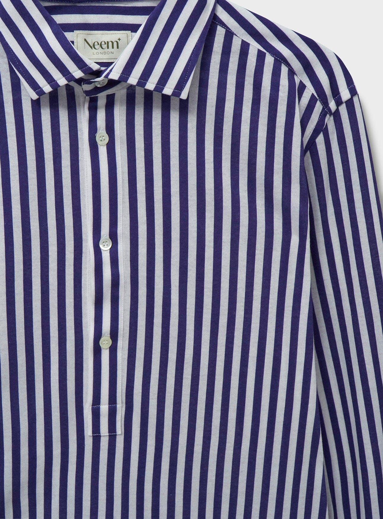 Chemise popover à rayures Navy City et col officier