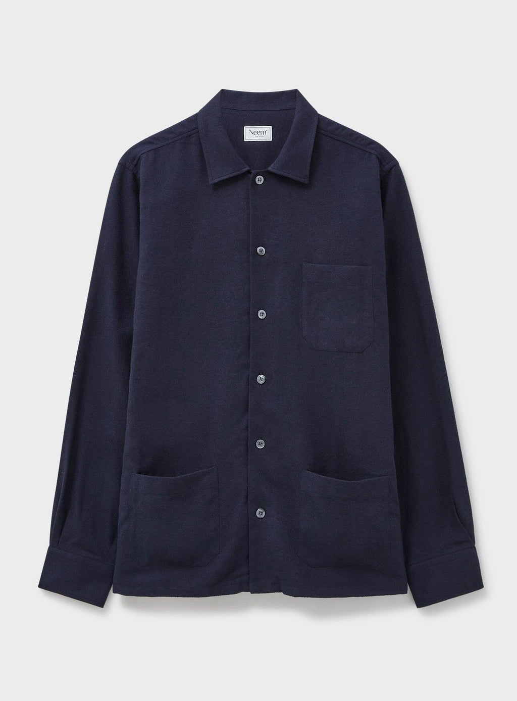 Surchemise en flanelle italienne recyclée bleu marine profond