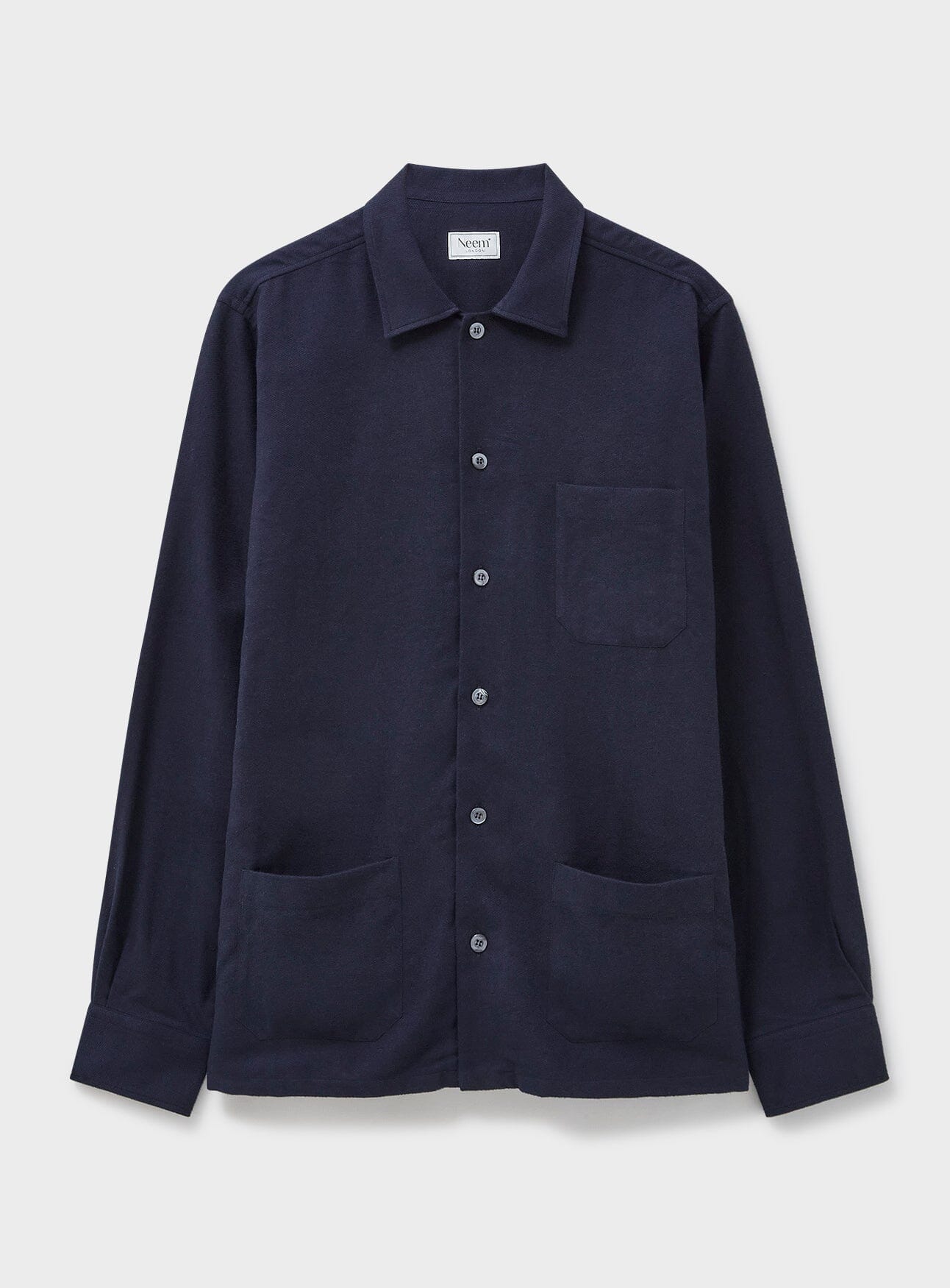Surchemise en flanelle italienne recyclée bleu marine profond