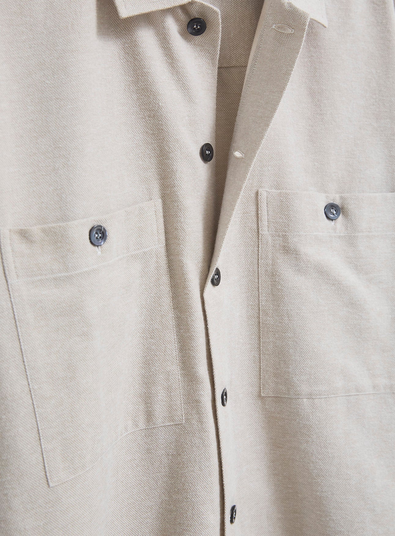 Chemise à double poche en flanelle italienne recyclée couleur avoine