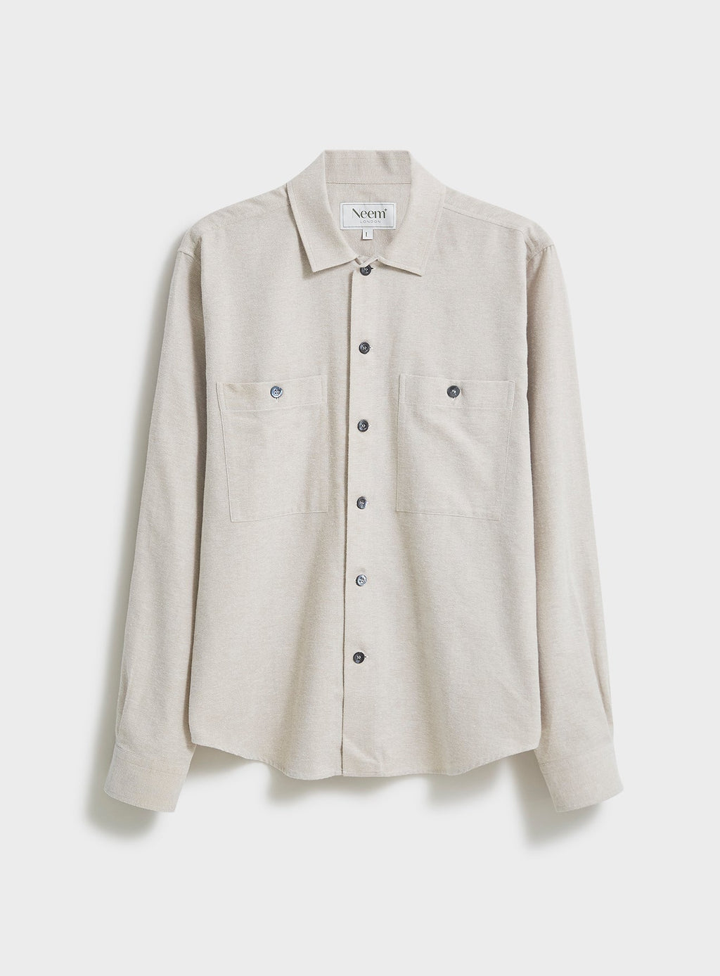 Chemise à double poche en flanelle italienne recyclée couleur avoine