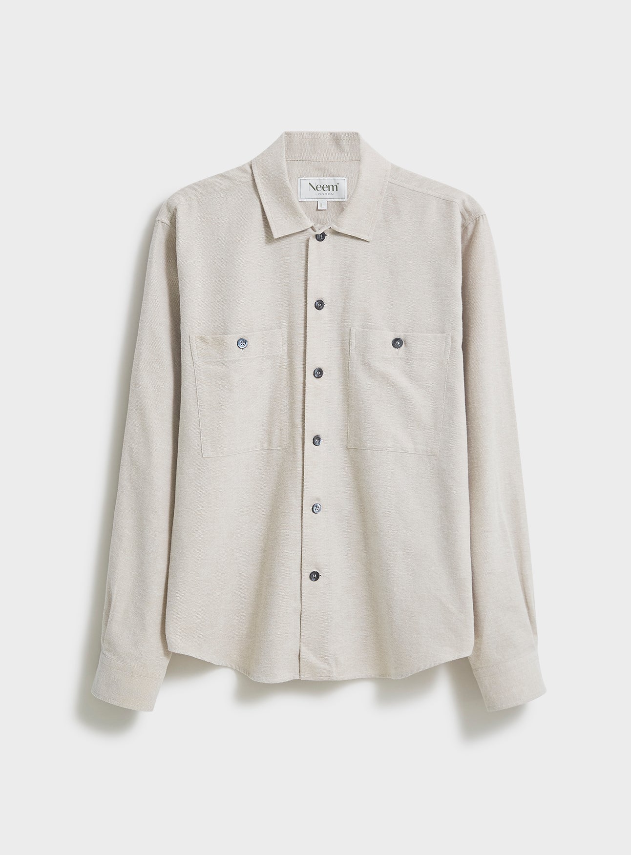 Chemise à double poche en flanelle italienne recyclée couleur avoine