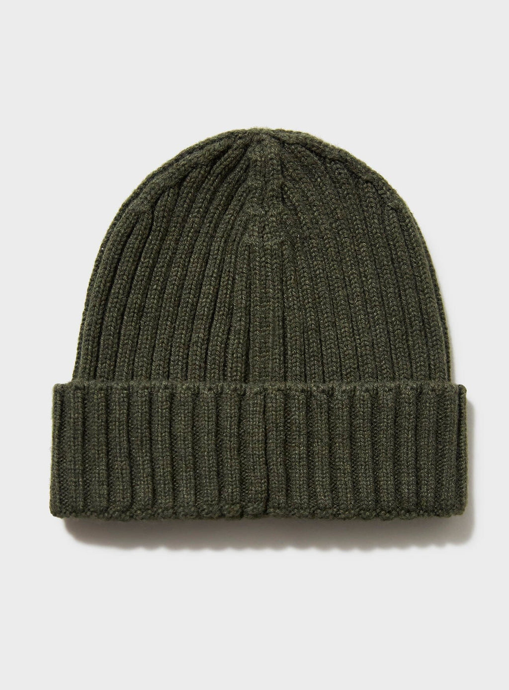 Bonnet côtelé en cachemire olive