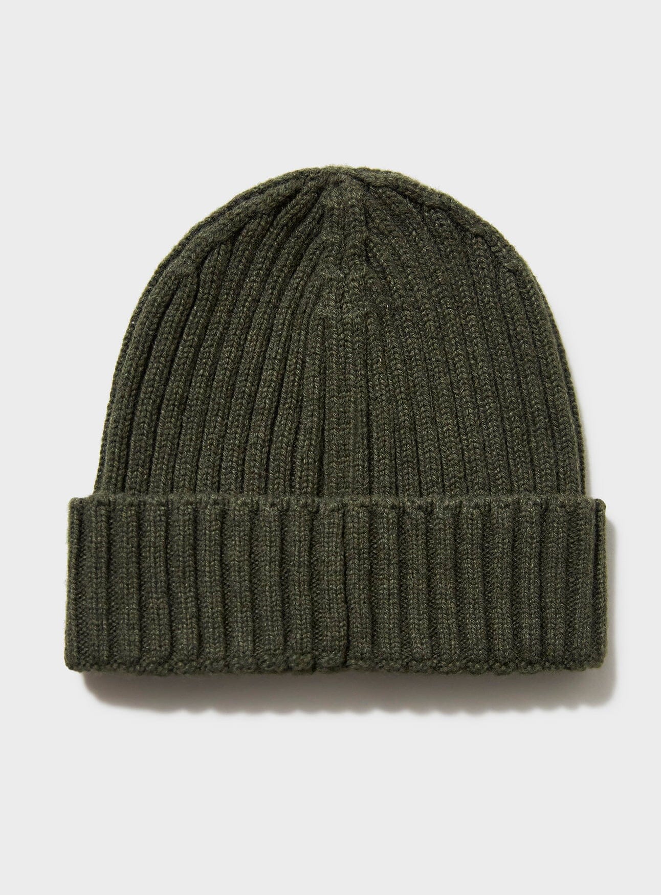 Bonnet côtelé en cachemire olive