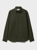 Chemise en flanelle italienne recyclée verte à col cassé