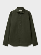 Chemise en flanelle italienne recyclée verte à col cassé