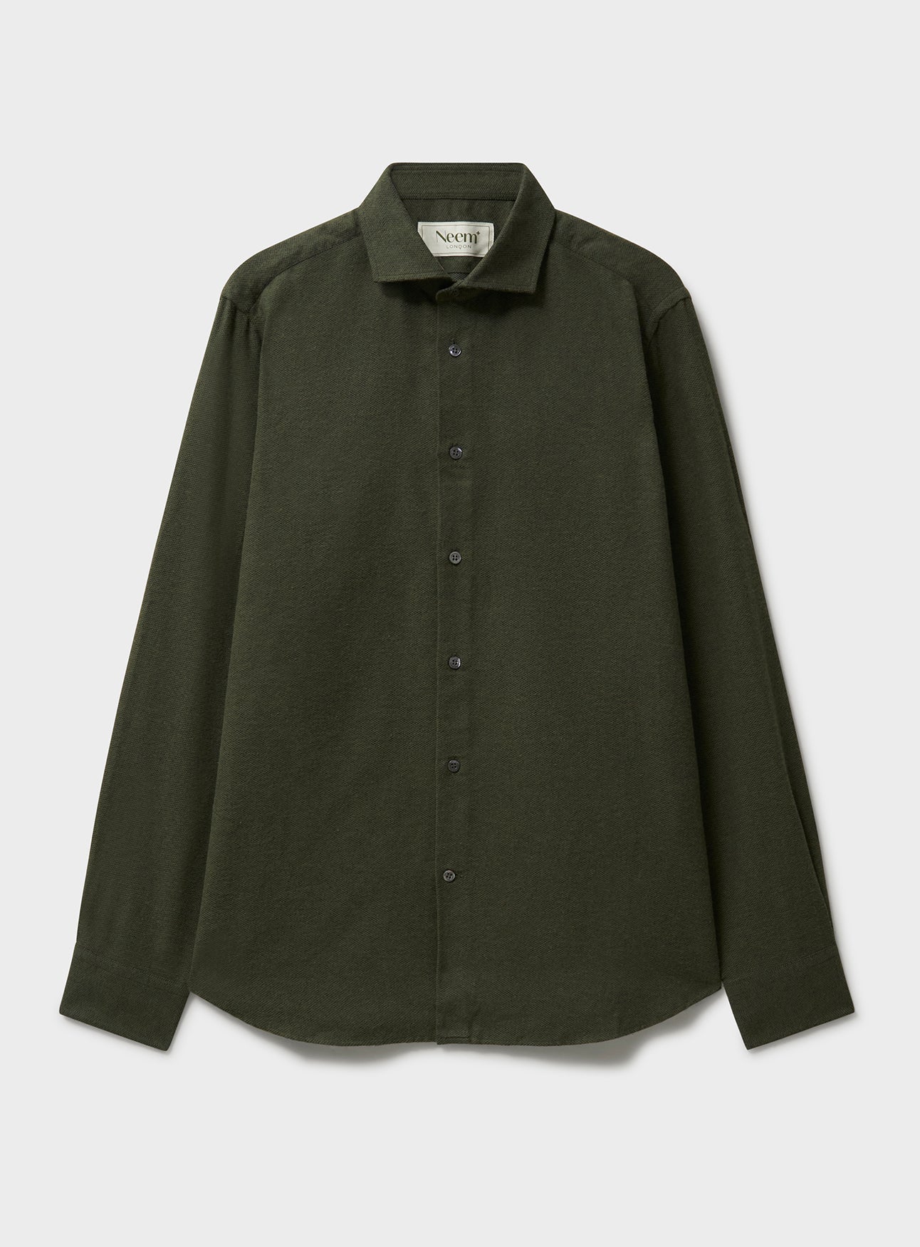 Chemise en flanelle italienne recyclée verte à col cassé