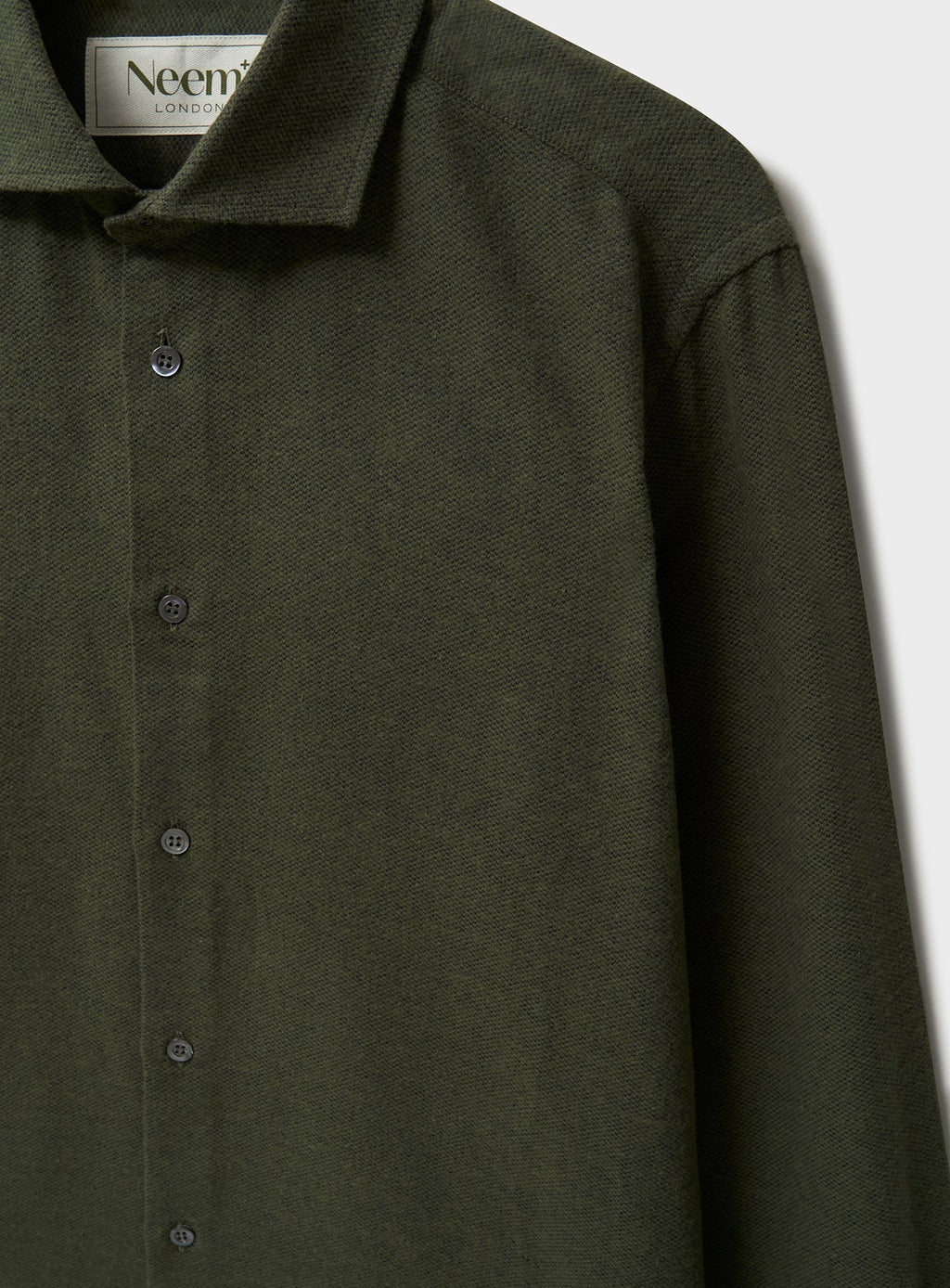 Chemise en flanelle italienne recyclée verte à col cassé