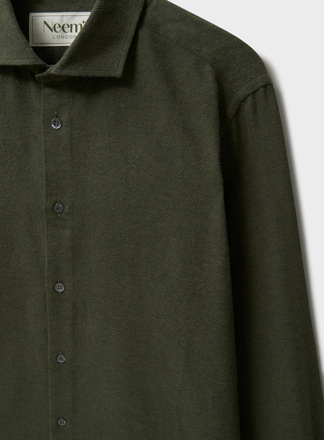 Chemise en flanelle italienne recyclée verte à col cassé