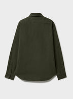 Chemise en flanelle italienne recyclée verte à col cassé