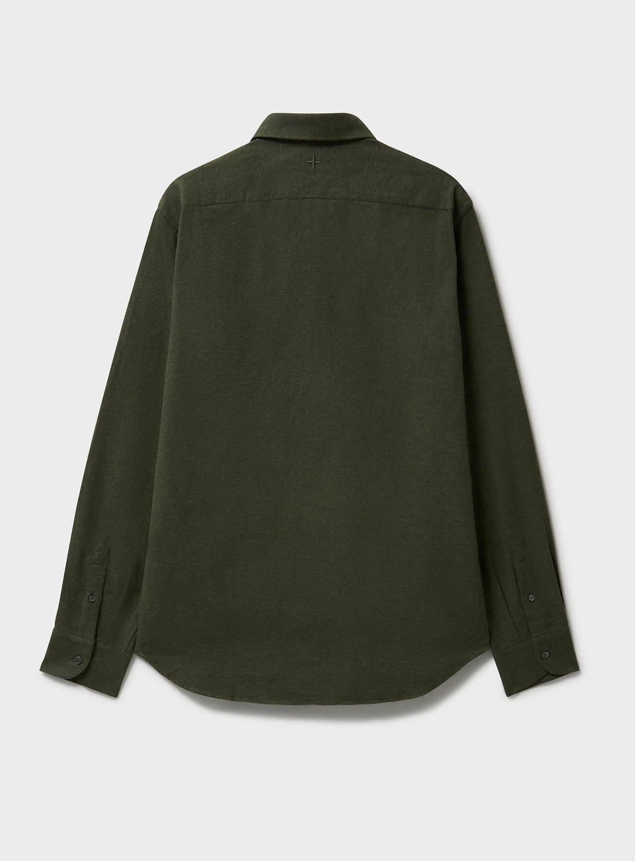 Chemise en flanelle italienne recyclée verte à col cassé