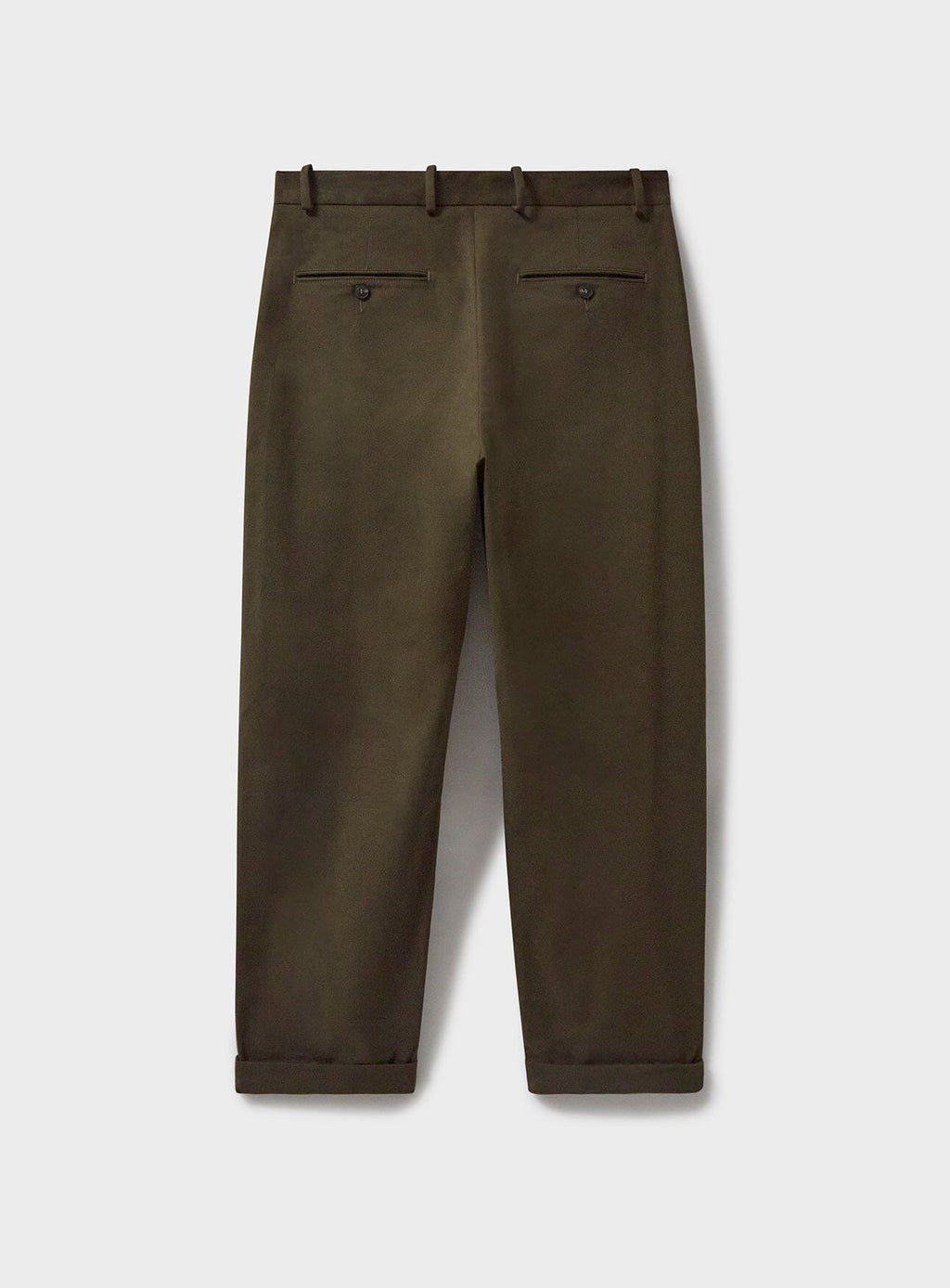 Pantalon plissé vert foncé en coton biologique extensible
