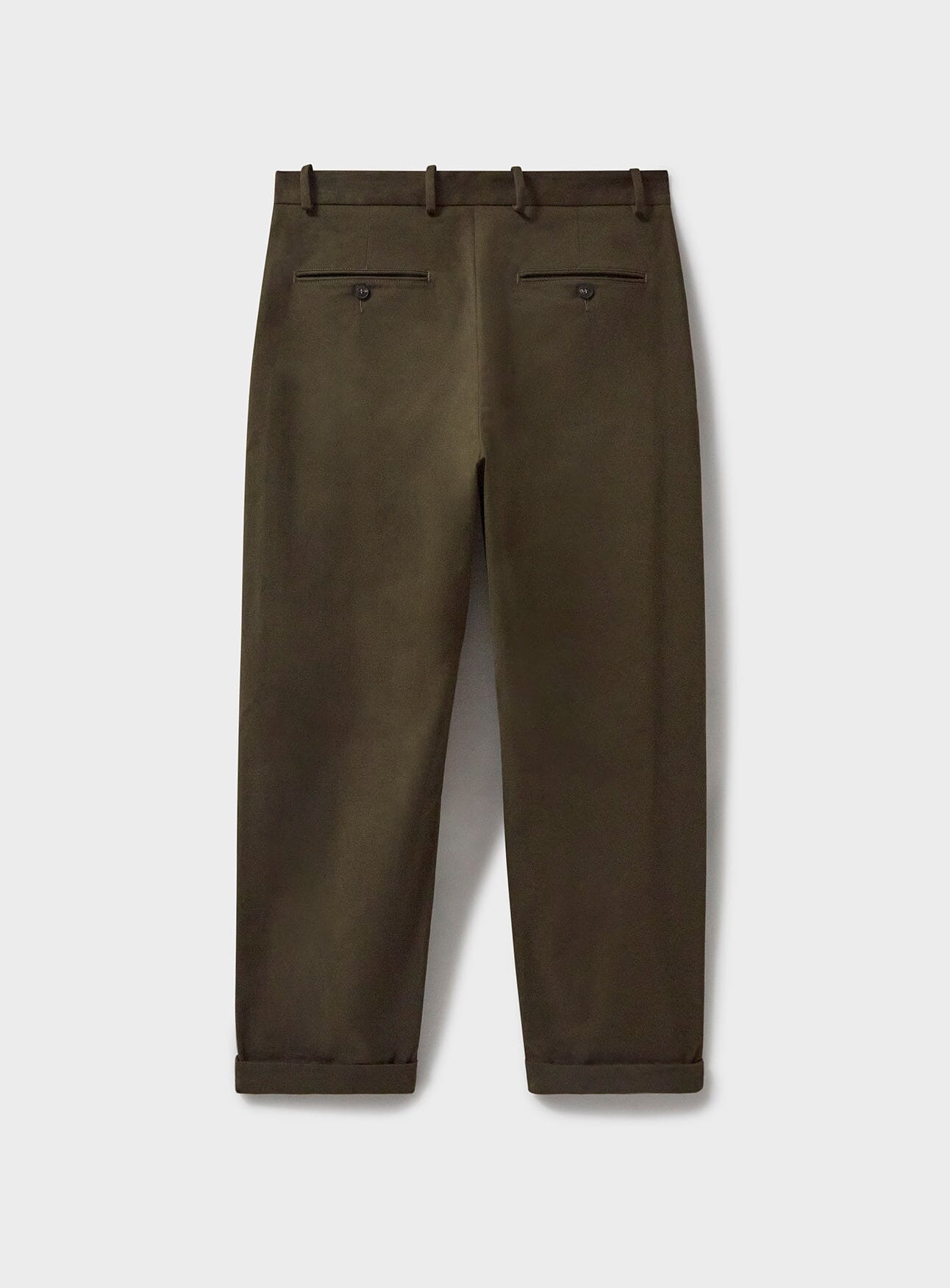 Pantalon plissé vert foncé en coton biologique extensible