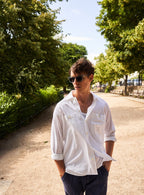 Chemise blanche italienne recyclée à double poche