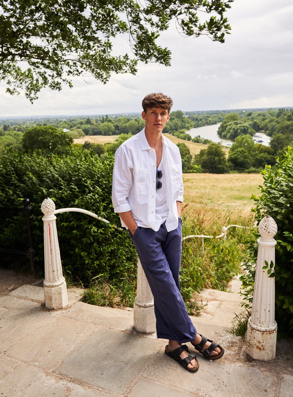 Chemise blanche italienne recyclée à double poche