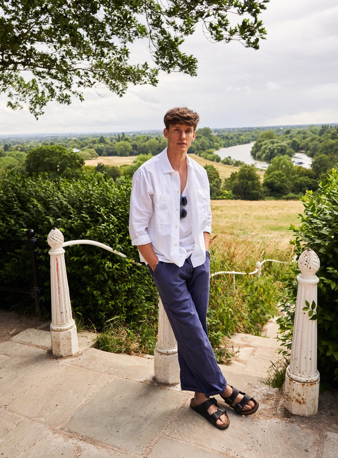 Chemise blanche italienne recyclée à double poche