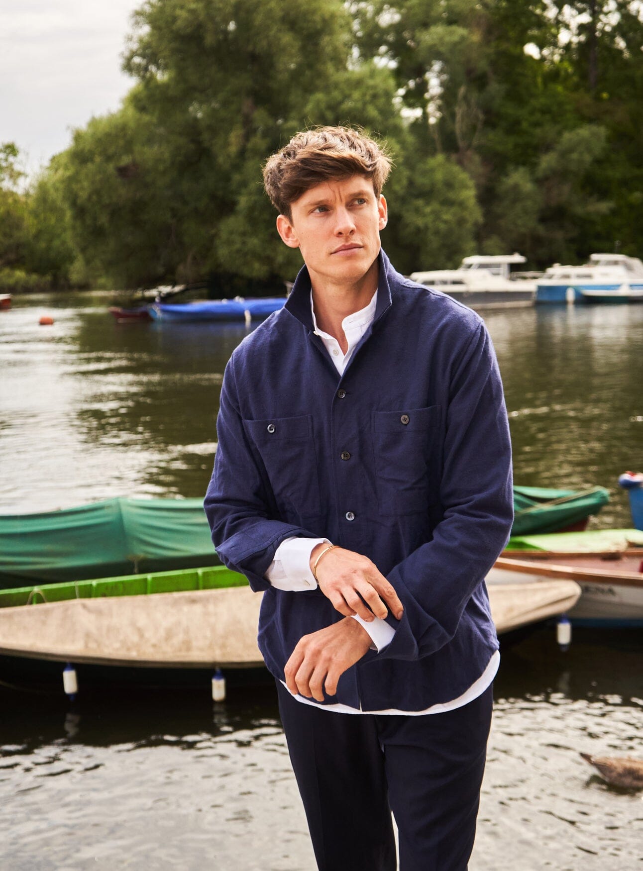 Chemise à double poche en flanelle de la Marine italienne recyclée