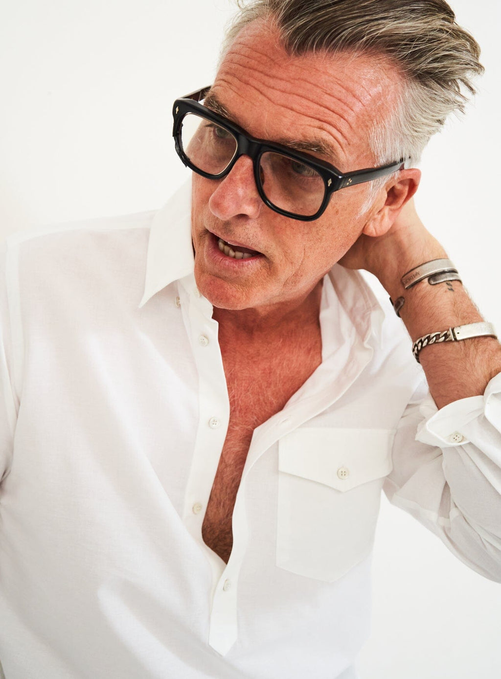 Chemise popover moderne en oxford blanc italien recyclé à col boutonné