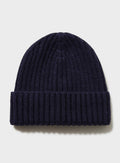 Bonnet côtelé en cachemire bleu marine
