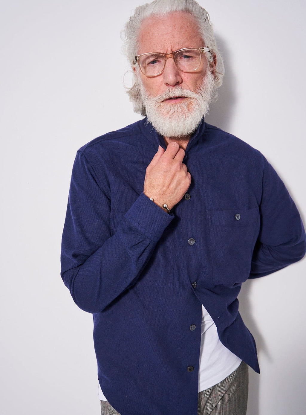 Chemise à double poche en flanelle de la Marine italienne recyclée
