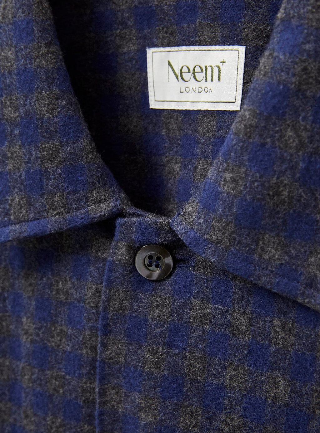 Surchemise à carreaux bleu marine et gris en flanelle italienne recyclée