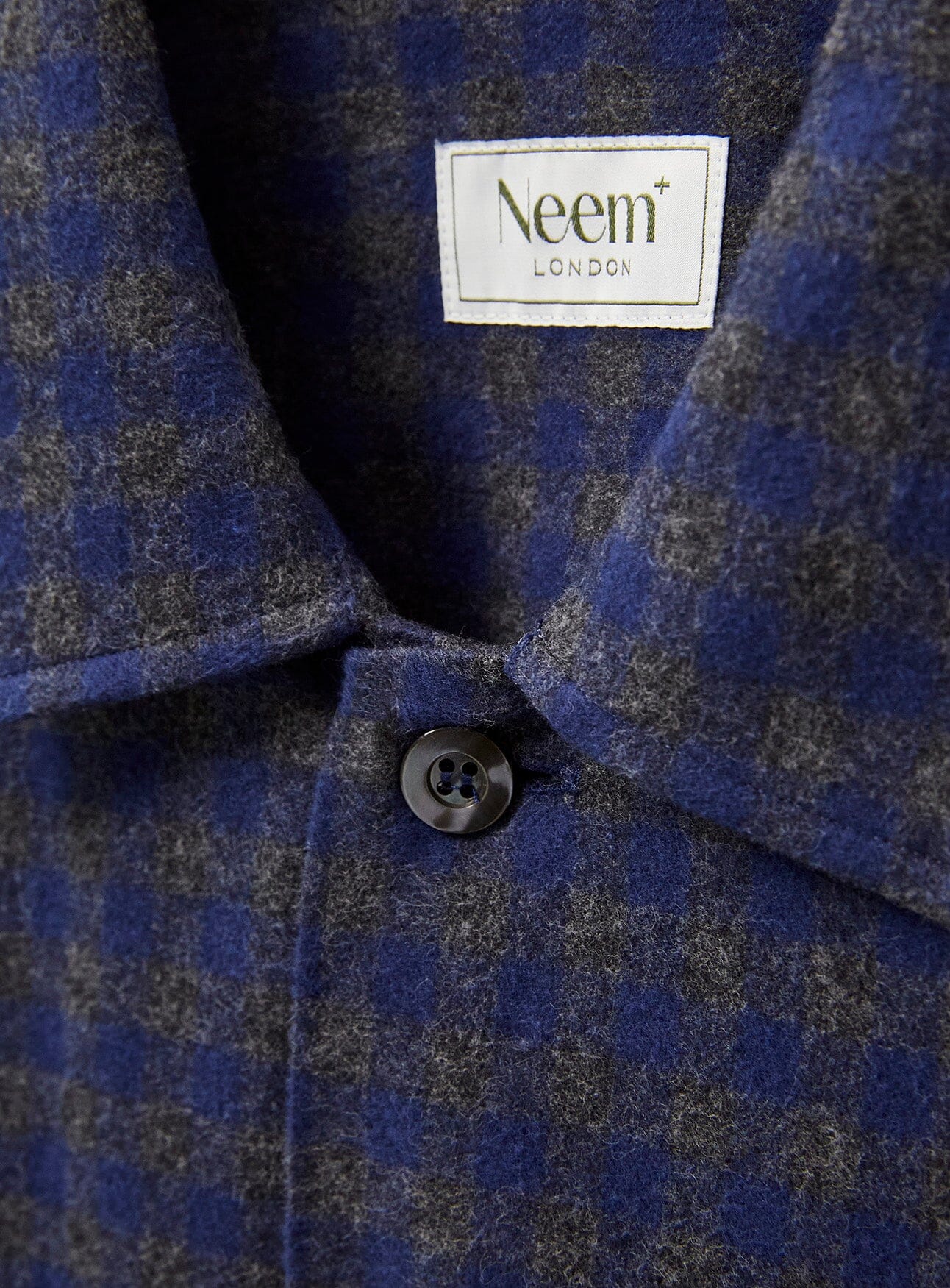 Surchemise à carreaux bleu marine et gris en flanelle italienne recyclée