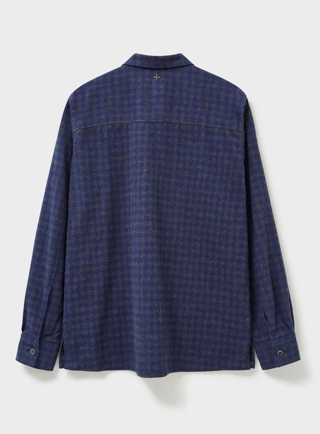 Surchemise à carreaux bleu marine et gris en flanelle italienne recyclée