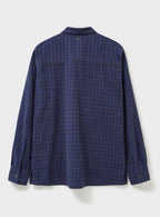 Surchemise à carreaux bleu marine et gris en flanelle italienne recyclée