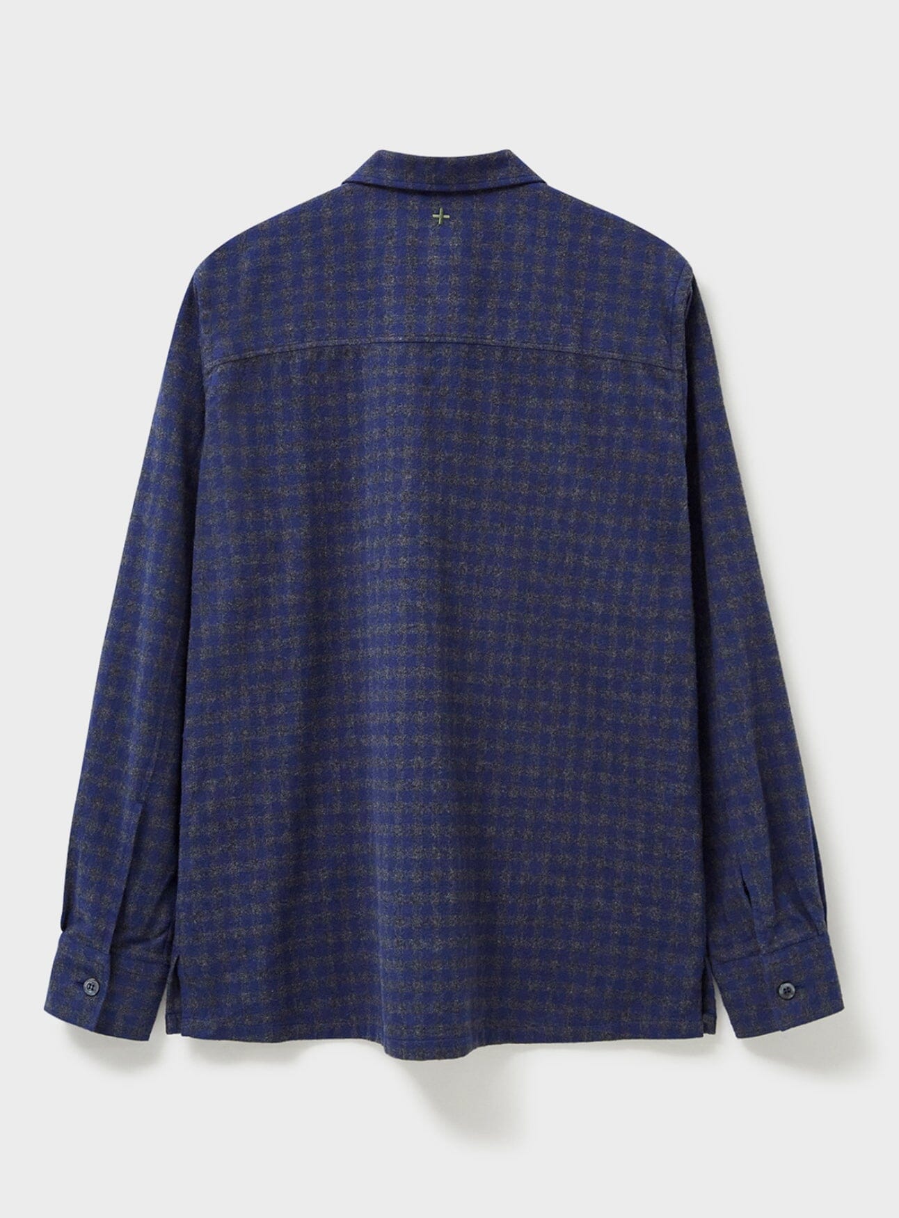Surchemise à carreaux bleu marine et gris en flanelle italienne recyclée
