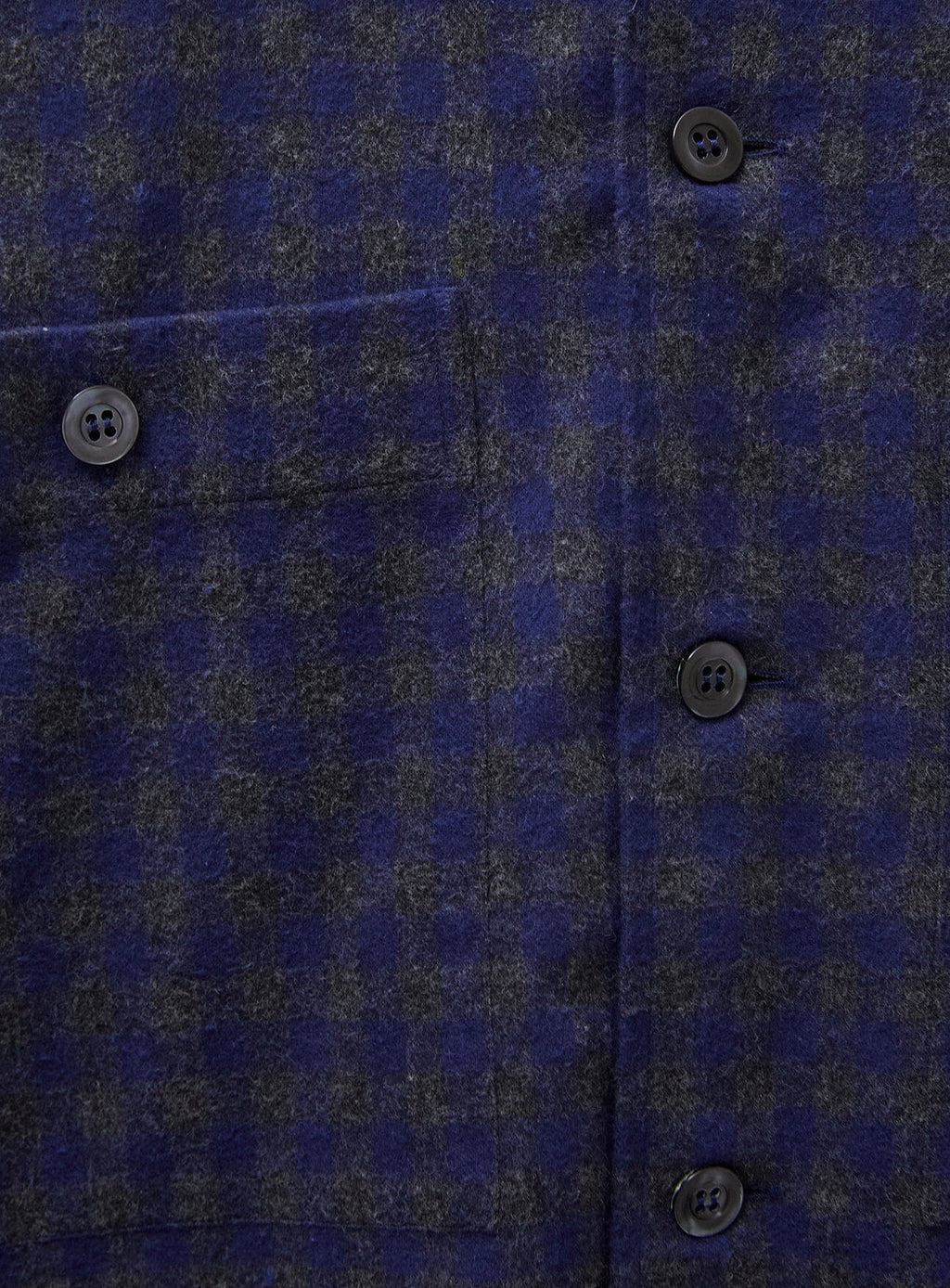 Chemise en flanelle italienne recyclée à double poche à carreaux marine et gris