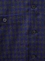 Chemise en flanelle italienne recyclée à double poche à carreaux marine et gris