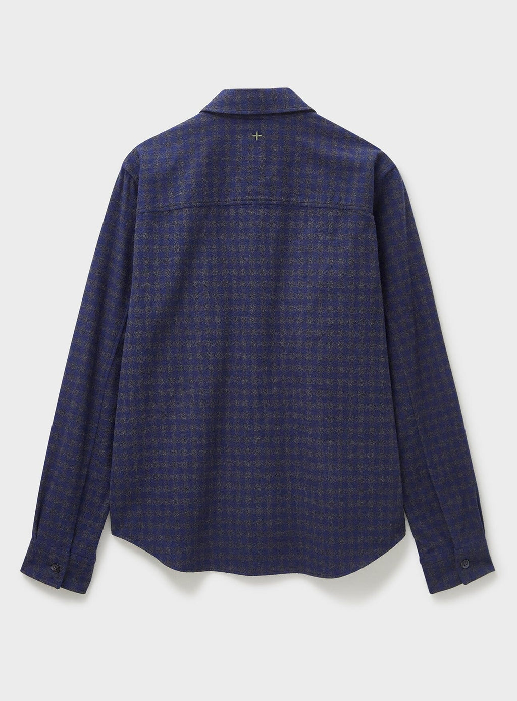 Chemise en flanelle italienne recyclée à double poche à carreaux marine et gris